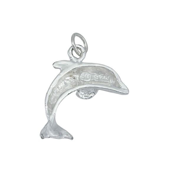 Vintage SU Sterling Silver 925 Dolphin Charm Pendant - Picture 4 of 6